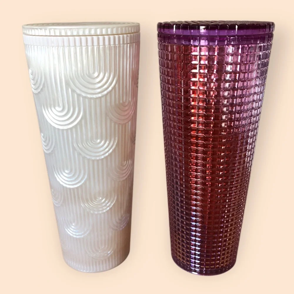 Starbucks 24oz Venti Tumbler Bundle (2) Summer Purple Kaleidoscope & White Pearl